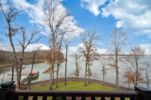 property view of water featuring a dock