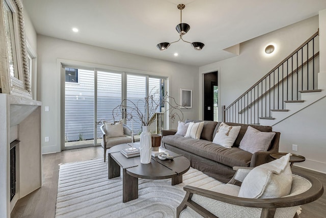 living room featuring light hardwood / wood-style flooring