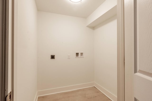 laundry area with washer hookup, light hardwood / wood-style flooring, and electric dryer hookup