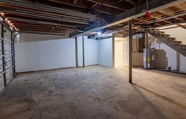 basement featuring water heater