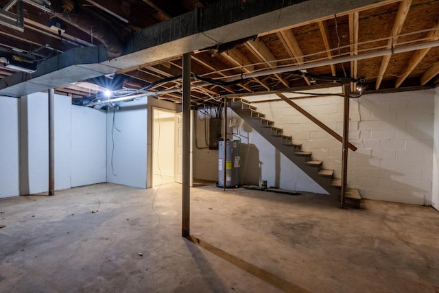 basement featuring gas water heater