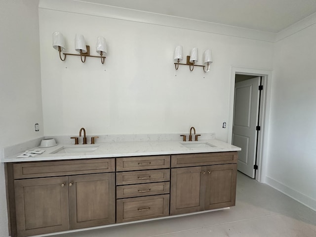 bathroom featuring vanity and concrete floors