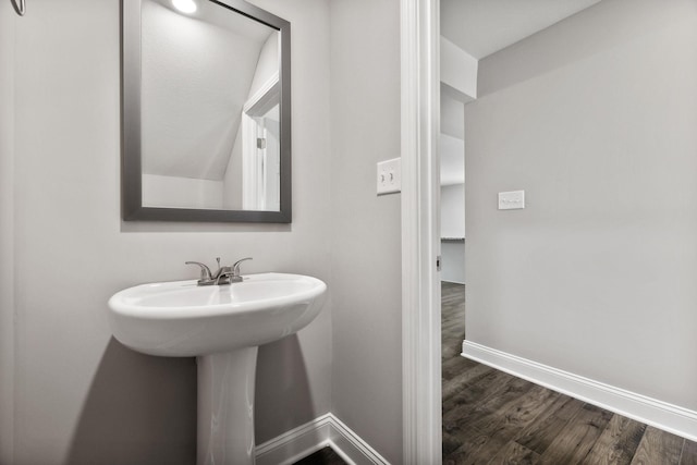 bathroom featuring wood-type flooring