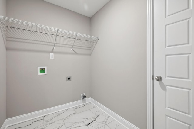 washroom with hookup for a washing machine and electric dryer hookup