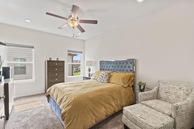 bedroom with carpet and ceiling fan