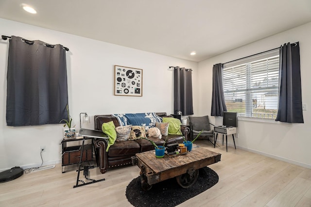 living room with light wood-type flooring