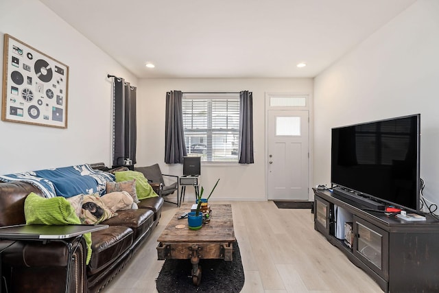 living room featuring light hardwood / wood-style floors