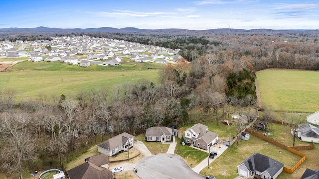 aerial view with a mountain view