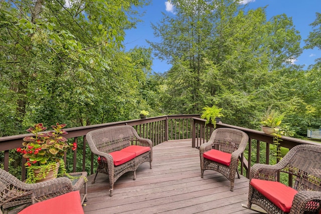 deck featuring outdoor lounge area