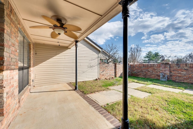 view of patio with ceiling fan