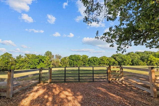 view of gate with a rural view