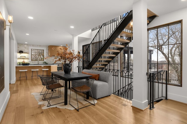 dining room featuring light wood-type flooring