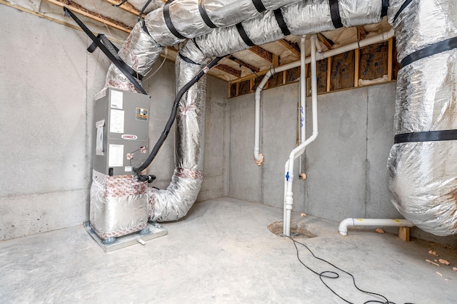 basement with heating unit