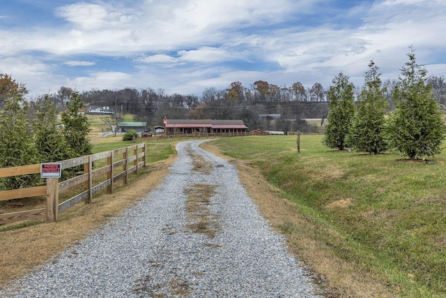 view of road featuring a rural view