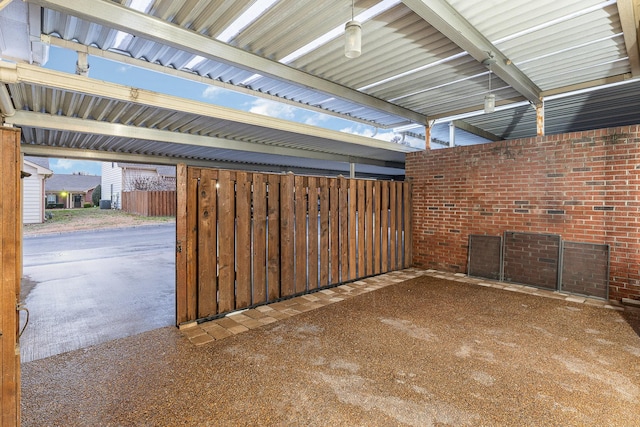 interior space featuring wooden walls