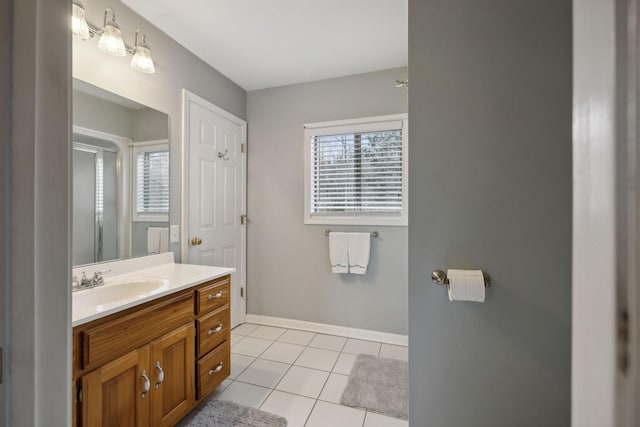 bathroom featuring tile patterned flooring and vanity