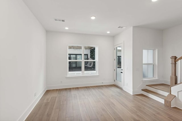 foyer entrance featuring light wood-type flooring