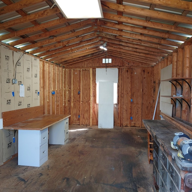 interior space featuring vaulted ceiling