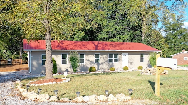 ranch-style home with a front yard