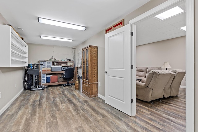 office space featuring dark wood-type flooring