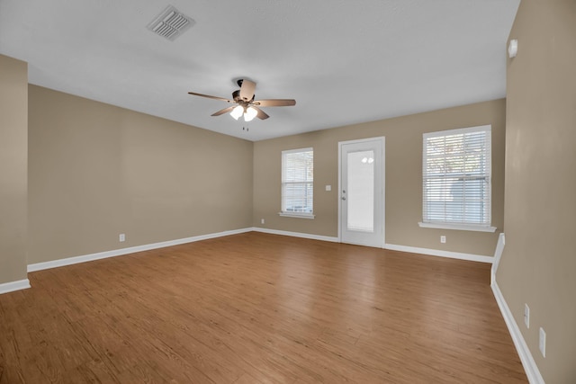 interior space featuring ceiling fan and light hardwood / wood-style flooring