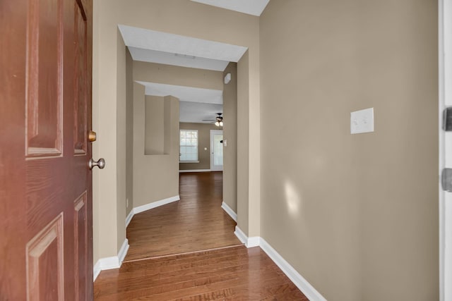 hallway featuring wood-type flooring