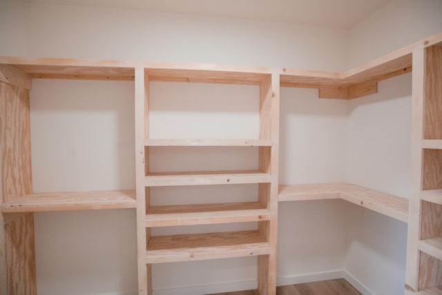 spacious closet featuring hardwood / wood-style flooring