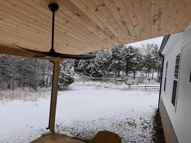 view of yard covered in snow