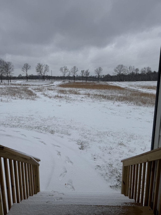 view of yard layered in snow