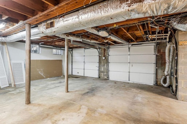 garage with a garage door opener