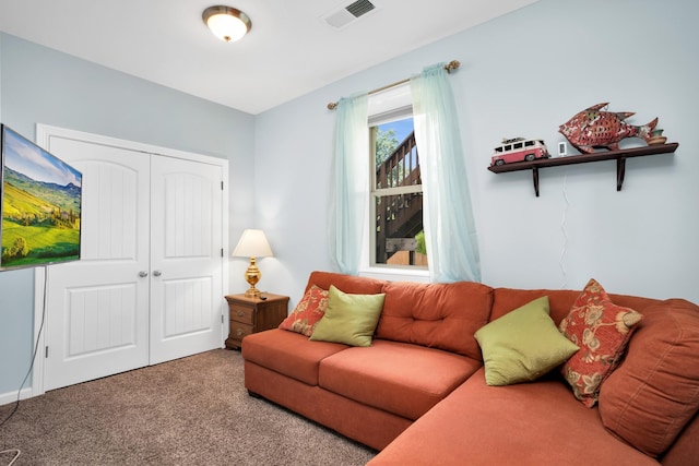 living room featuring carpet flooring