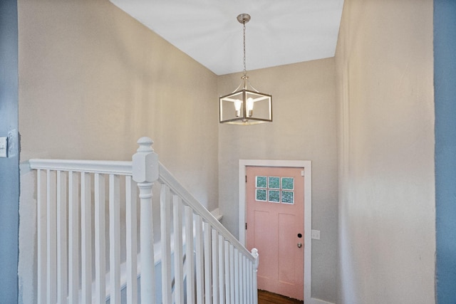 interior space with a notable chandelier