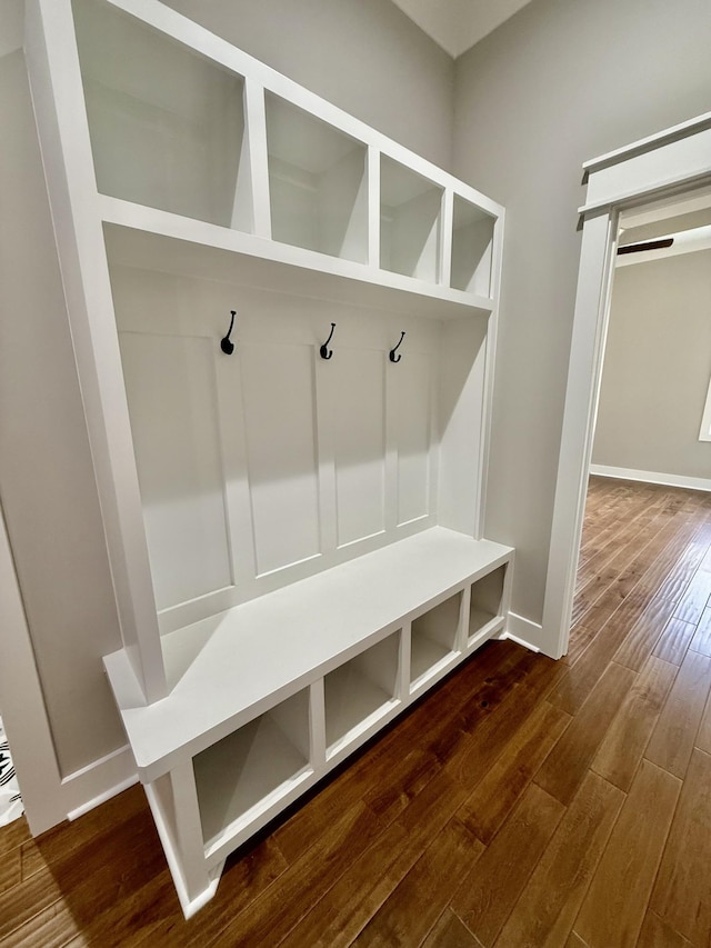 mudroom featuring dark hardwood / wood-style floors