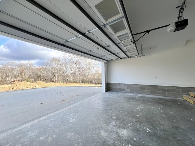 garage with a garage door opener