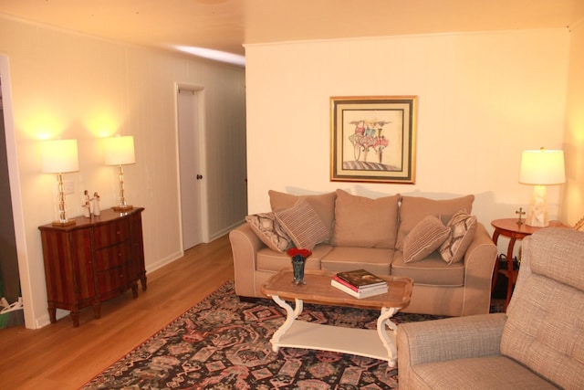 living room with hardwood / wood-style flooring