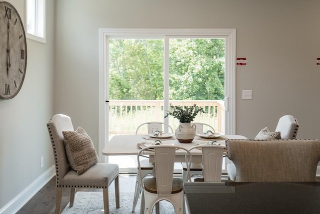 dining room with a healthy amount of sunlight and wood-type flooring