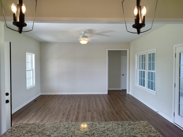 5058 Blue Springs Rd, Smithville, TN 37166 - empty room with wood finished floors, baseboards, and ceiling fan