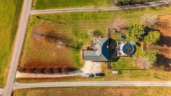 bird's eye view with a rural view