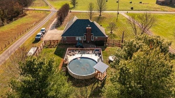 bird's eye view with a rural view