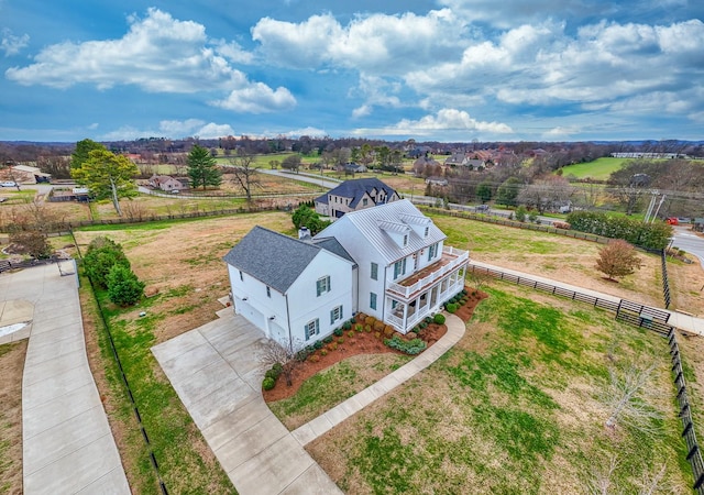 drone / aerial view with a rural view