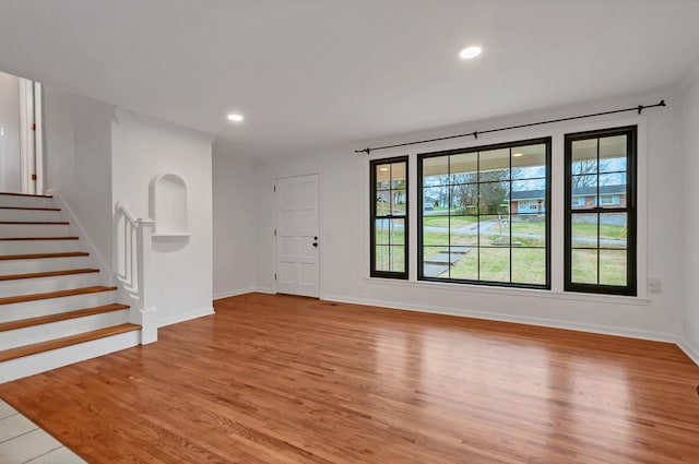 interior space with light hardwood / wood-style flooring