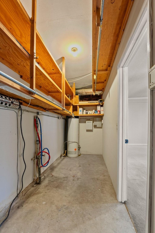 basement with water heater