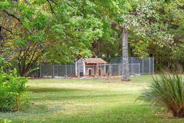 view of yard with an outbuilding