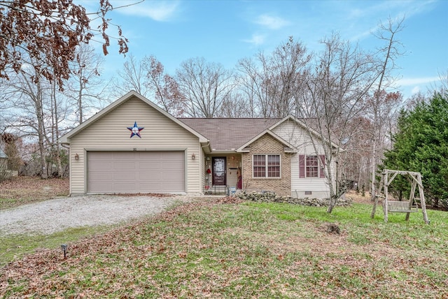 single story home with a garage