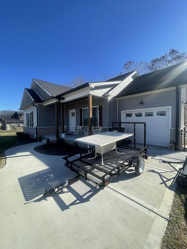 exterior space with a garage