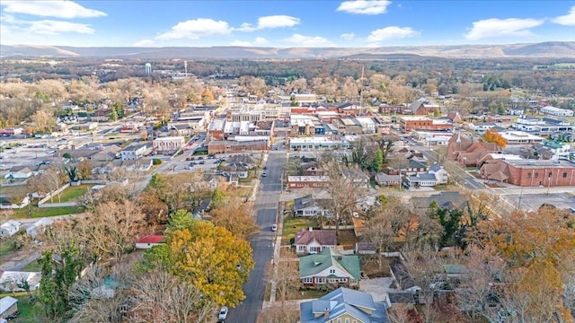 aerial view with a mountain view