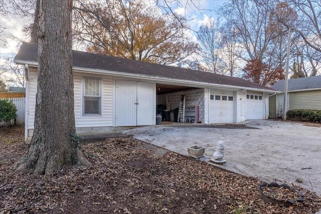 view of garage