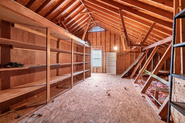 view of unfinished attic