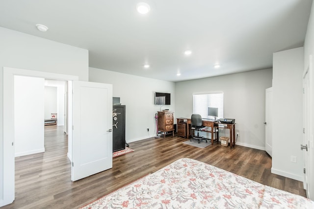 office space featuring dark hardwood / wood-style floors