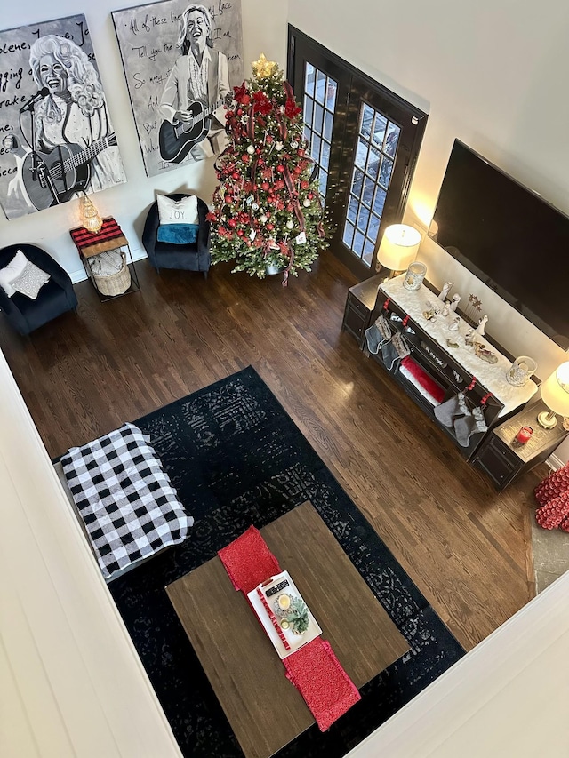 living room with hardwood / wood-style floors